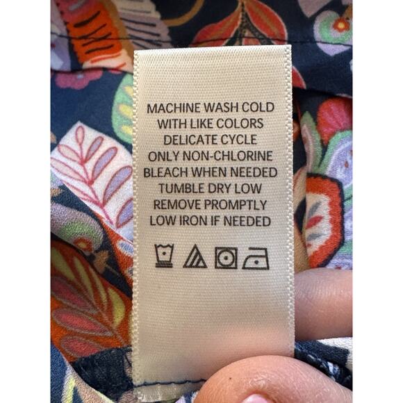 The Pioneer Womens Boho Floral Square Neck Flutter Sleeve Blouse Top Shirt Sz L - Picture 7 of 7